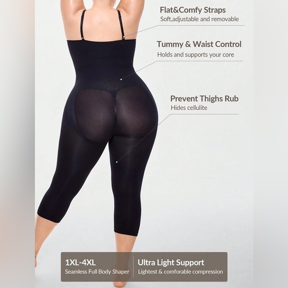 Plus Seamless Body shaper Bust & Butt Lifter Jumpsuit w/ Adjustable Straps - Picture 2 of 11